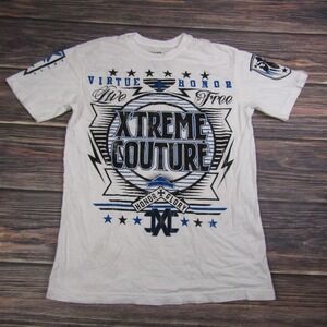 Xtreme Couture Mens Medium White Black T Shirt Biker USA America